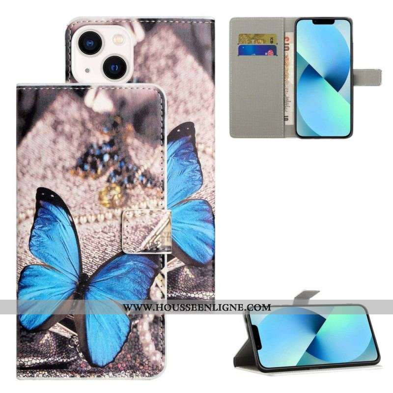 Housse iPhone 14 Papillon Bleu