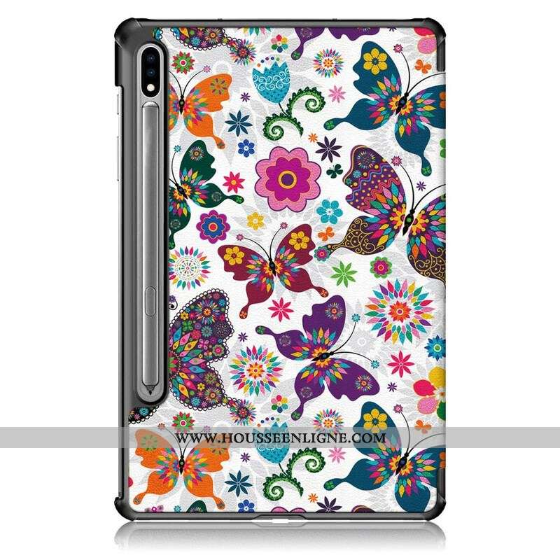 Smart Case Samsung Galaxy Tab S7 FE Renforcée Papillons et Fleurs