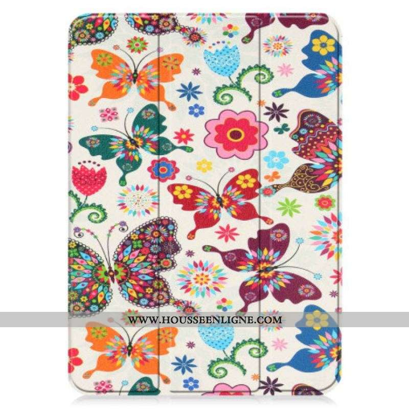 Smart Case iPad 10.9'' (2022) Renforcée Papillons et Fleurs