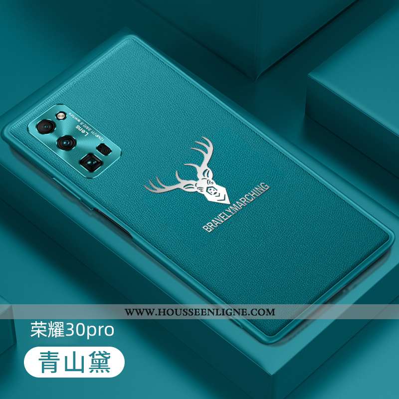 Coque Honor 30 Pro Cuir Fluide Doux Téléphone Portable Silicone Personnalité Étui Bleu Foncé