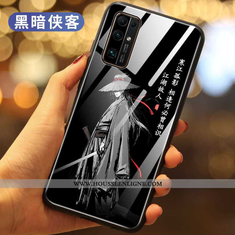 Coque Honor 30 Tendance Silicone Style Chinois Téléphone Portable Vent Incassable Verre Noir