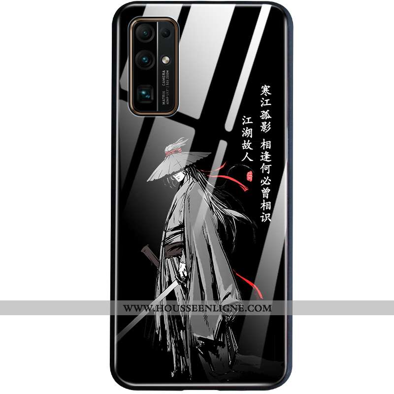 Coque Honor 30 Tendance Silicone Style Chinois Téléphone Portable Vent Incassable Verre Noir