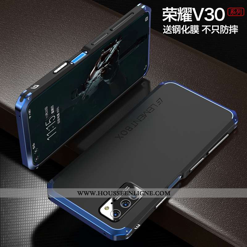 Coque Honor View30 Métal Ultra Téléphone Portable Simple Étui Tout Compris Bleu