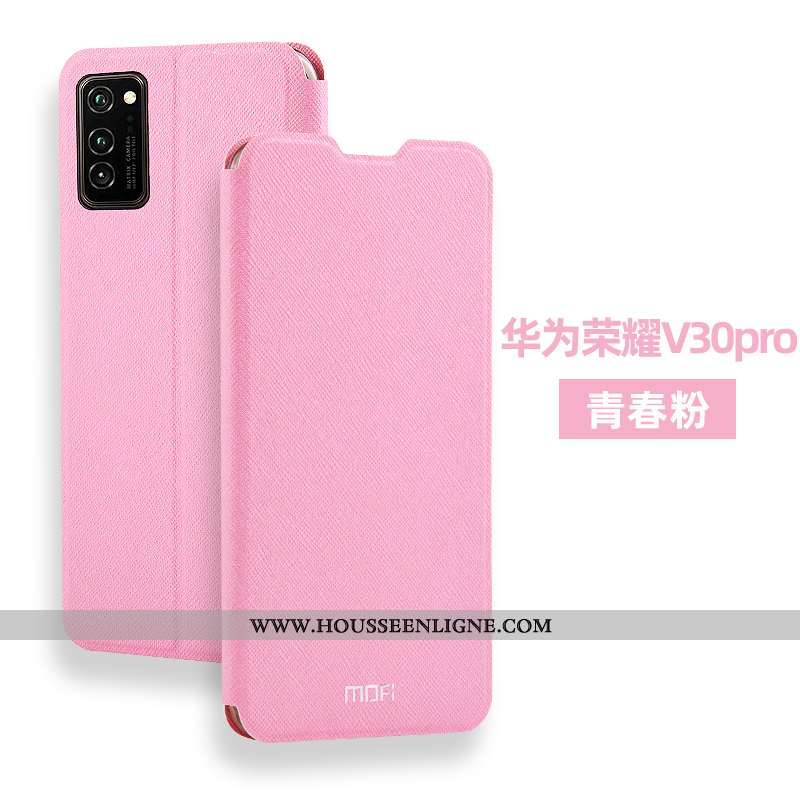 Coque Honor View30 Pro Protection Cuir Tout Compris Clamshell Incassable Silicone Rose