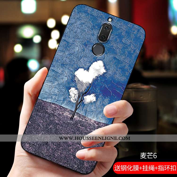 Coque Huawei Mate 10 Lite Créatif Gaufrage Bleu Nouveau Téléphone Portable Incassable