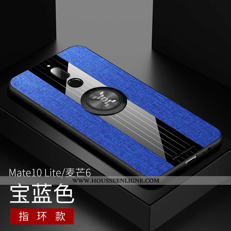 Coque Huawei Mate 10 Lite Fluide Doux Silicone Modèle Fleurie Téléphone Portable Bleu Incassable