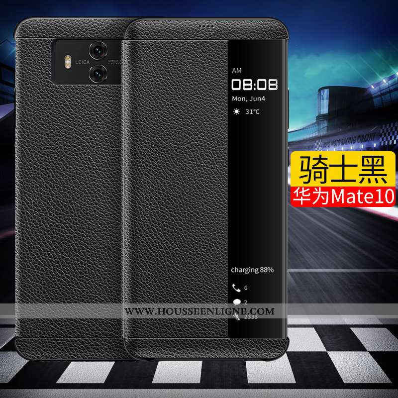 Coque Huawei Mate 10 Personnalité Créatif Noir Téléphone Portable Tendance Business Cuir