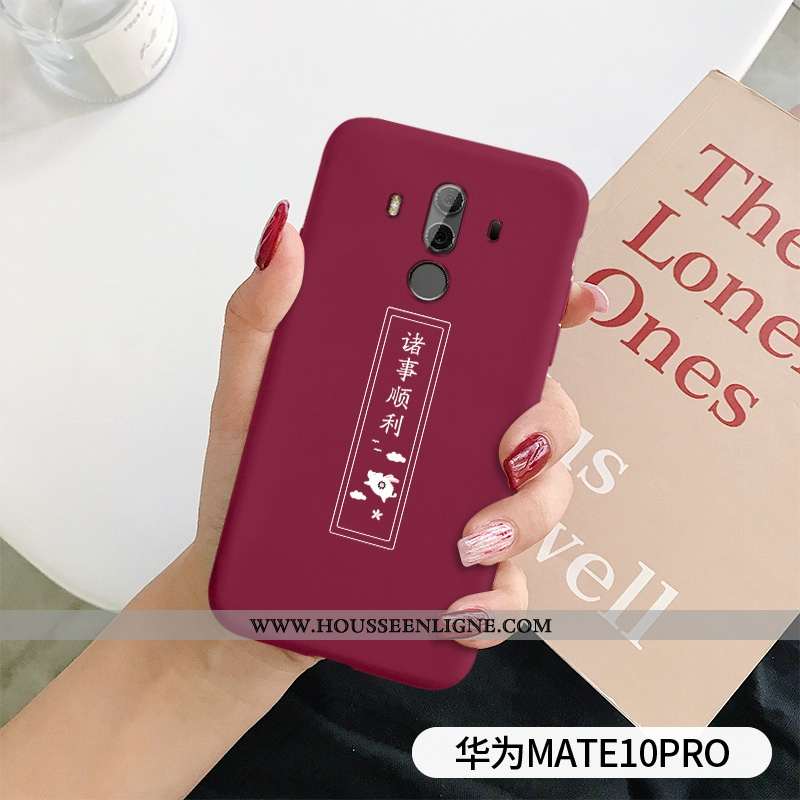 Coque Huawei Mate 10 Pro Tendance Légère Protection Délavé En Daim Ultra Silicone Simple Rouge
