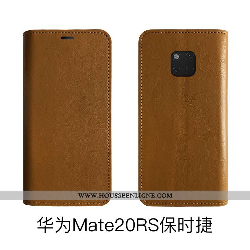 Coque Huawei Mate 20 Rs Cuir Véritable Cuir Téléphone Portable Protection Housse Noir Étui