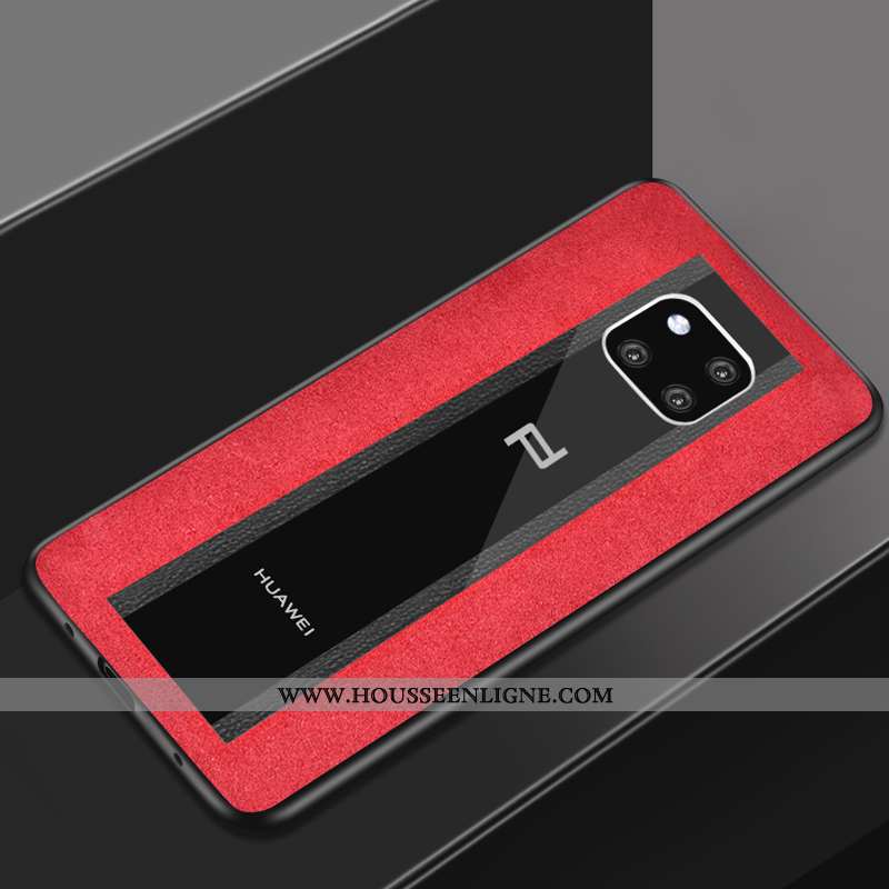 Coque Huawei Mate 20 Rs Daim Fourrure Protection Verre Étui Téléphone Portable Incassable Rouge