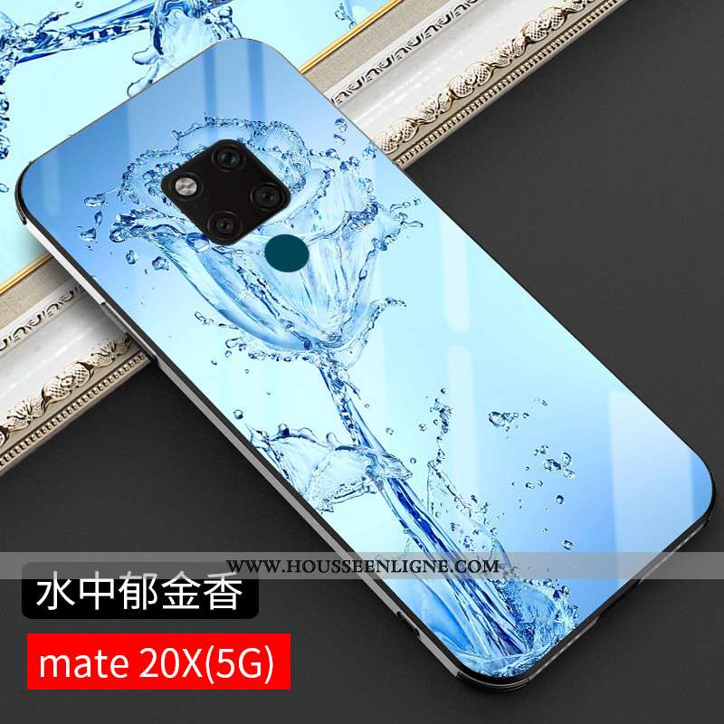 Coque Huawei Mate 20 X Verre Tendance Téléphone Portable Protection Incassable Tout Compris Bleu
