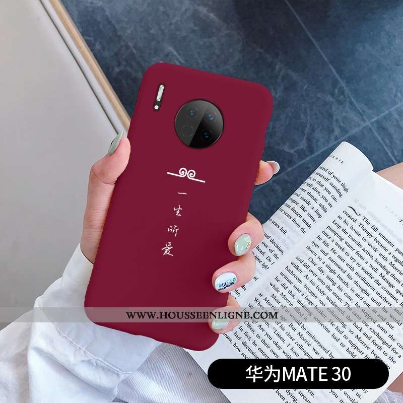 Coque Huawei Mate 30 Créatif Silicone Rouge Net Rouge Tout Compris Simple Protection