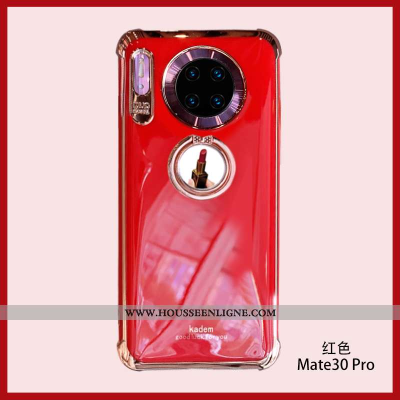 Coque Huawei Mate 30 Fluide Doux Silicone Tout Compris Anneau Support Personnalité Rouge