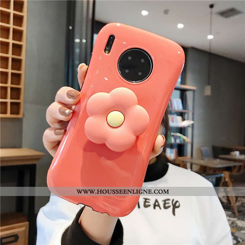Coque Huawei Mate 30 Pro Créatif Fluide Doux Étui Téléphone Portable Support Fleurs Rouge