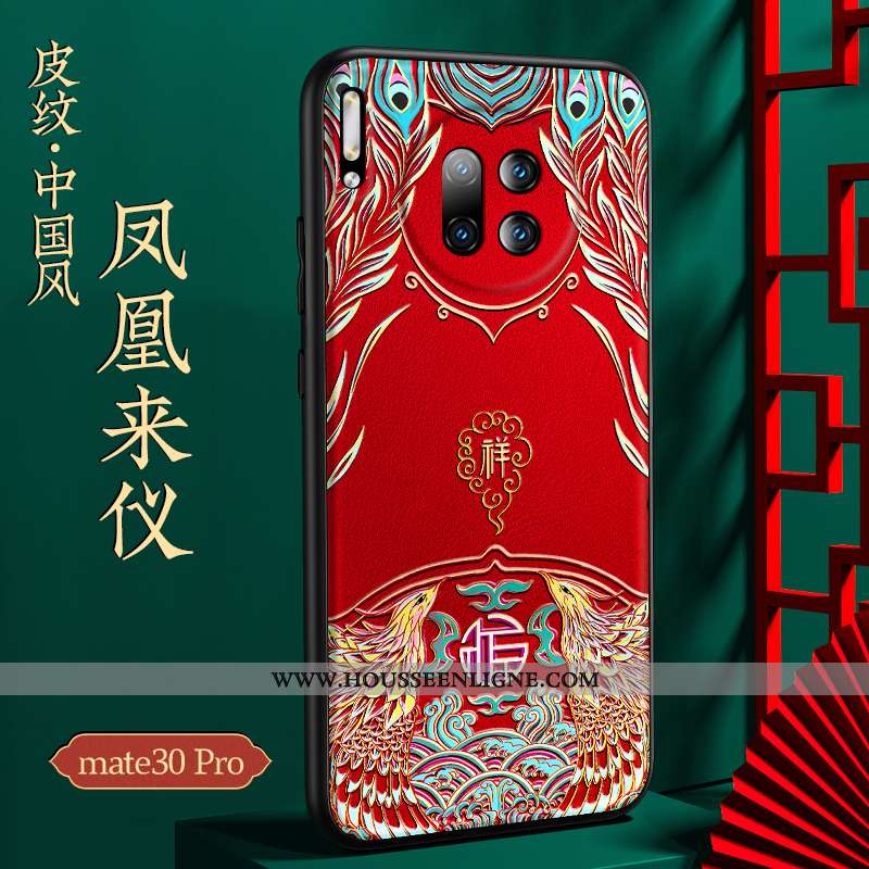 Coque Huawei Mate 30 Pro Cuir Protection Noir Style Chinois Incassable Tout Compris Étui