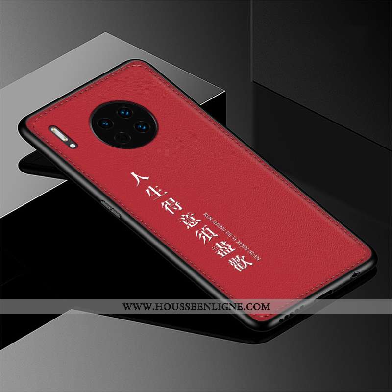 Coque Huawei Mate 30 Protection Gaufrage Rouge Étui Téléphone Portable Net Rouge