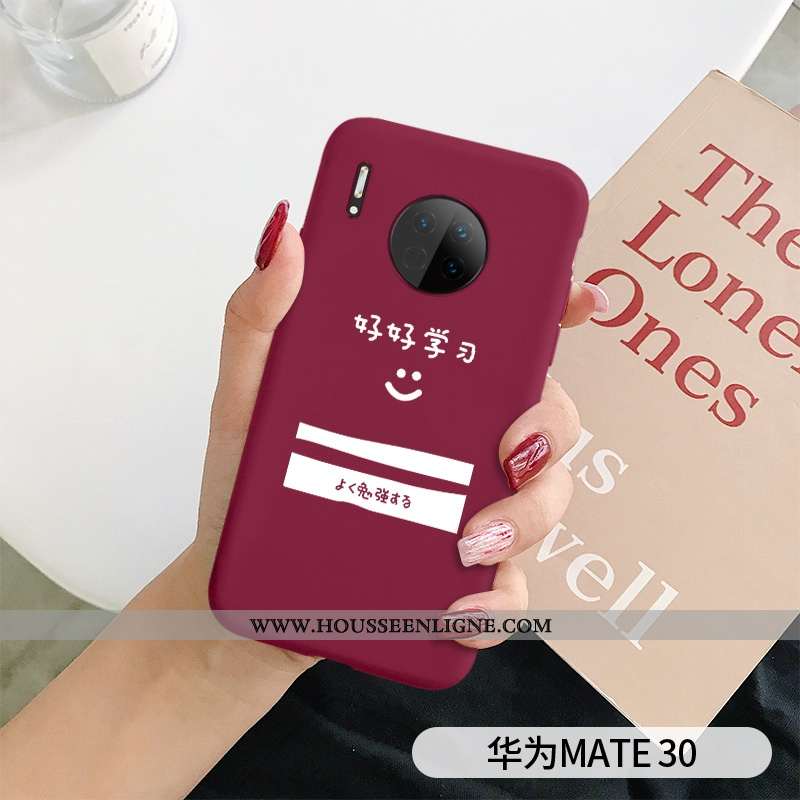 Coque Huawei Mate 30 Silicone Protection Amoureux Étui Téléphone Portable Net Rouge Rouge