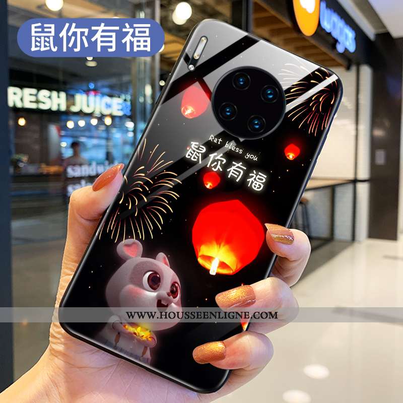 Coque Huawei Mate 30 Verre Créatif Nouveau Rat Téléphone Portable Rouge