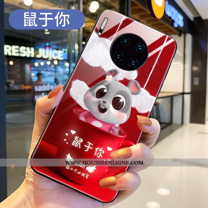 Coque Huawei Mate 30 Verre Créatif Nouveau Rat Téléphone Portable Rouge