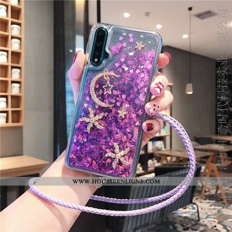 Coque Huawei Nova 5t Fluide Doux Net Rouge Quicksand Étui Violet Téléphone Portable