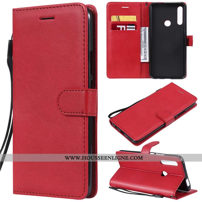 Coque Huawei P Smart+ 2020 Fluide Doux Silicone Rouge Cuir 2020 Clamshell Couleur Unie