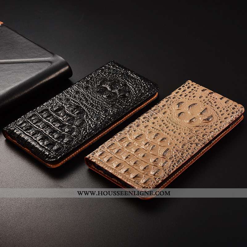 Coque Huawei P Smart Protection Cuir Véritable Tout Compris Crocodile Noir Téléphone Portable Cuir