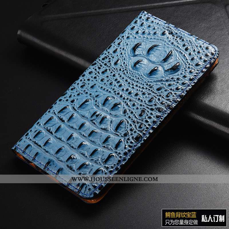 Coque Huawei P Smart Protection Cuir Véritable Tout Compris Crocodile Noir Téléphone Portable Cuir