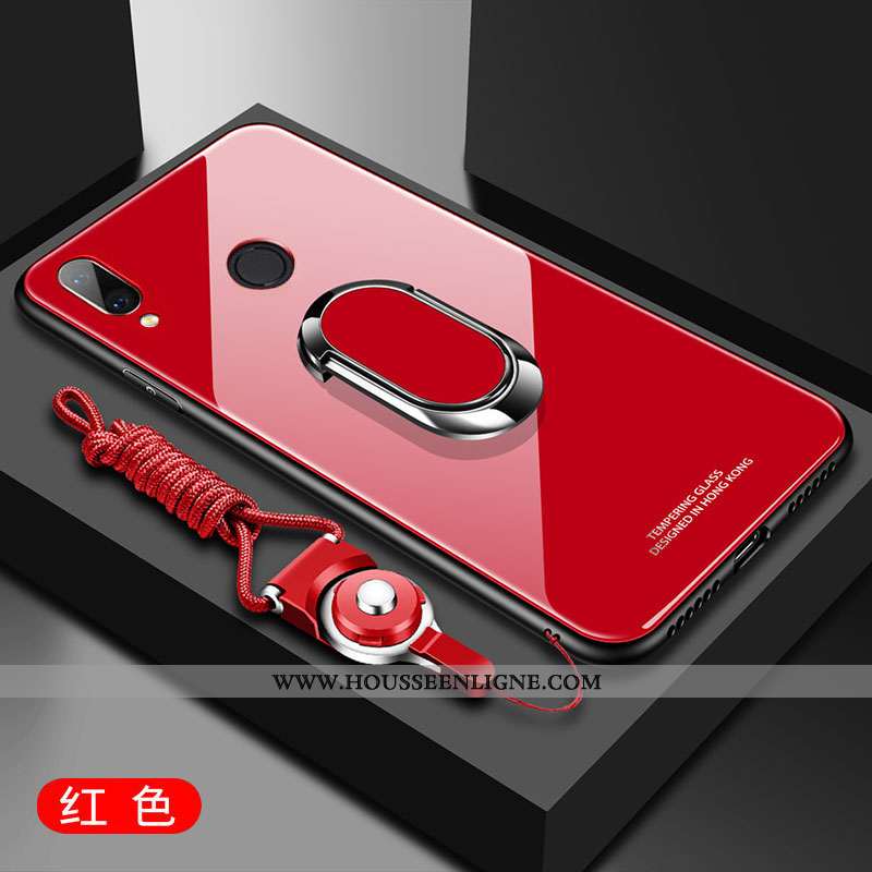 Coque Huawei P Smart+ Protection Verre Téléphone Portable Étui Fluide Doux Incassable Rouge