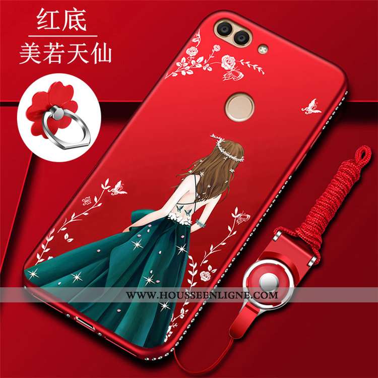 Coque Huawei P Smart Silicone Protection Rouge Incassable Incruster Strass Border Personnalité
