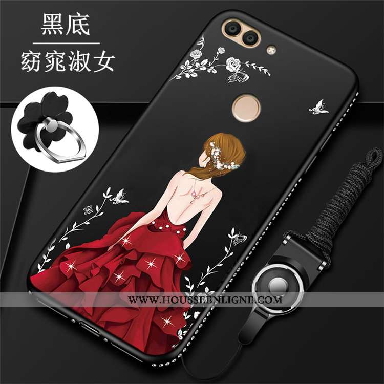 Coque Huawei P Smart Silicone Protection Rouge Incassable Incruster Strass Border Personnalité