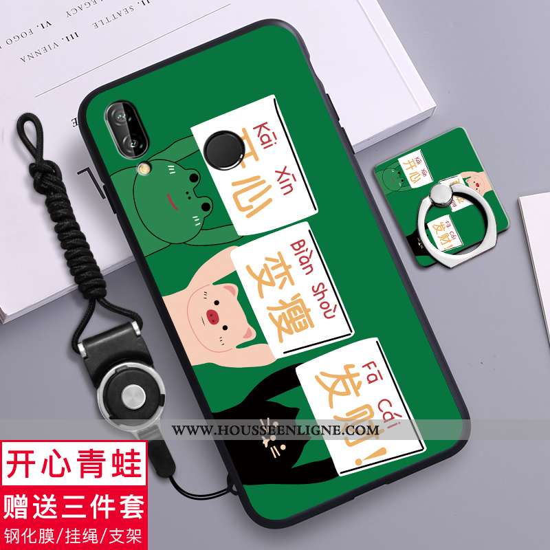 Coque Huawei P20 Lite Charmant Tendance Téléphone Portable Étui Fluide Doux Simple Verte
