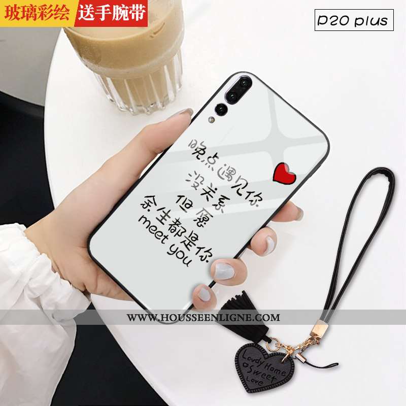 Coque Huawei P20 Pro Protection Verre Téléphone Portable Net Rouge Étui Miroir Verte