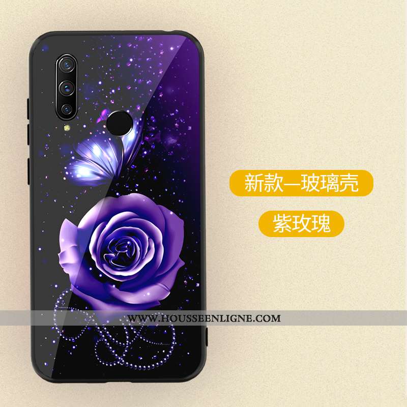 Coque Huawei P30 Lite Xl Dessin Animé Tendance Verre Peinture Délavé En Daim Incassable Violet