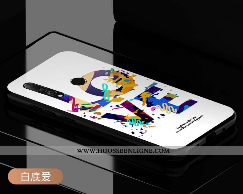 Coque Huawei P30 Lite Xl Dessin Animé Tendance Verre Peinture Délavé En Daim Incassable Violet