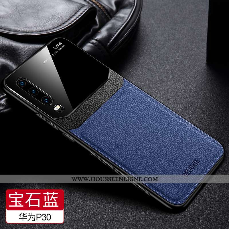 Coque Huawei P30 Protection Cuir Téléphone Portable Tout Compris Étui Bleu