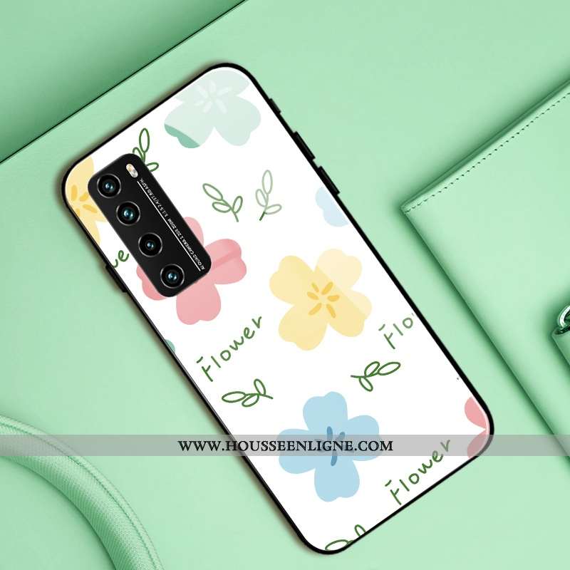 Coque Huawei P40 Lite 5g Charmant Silicone Créatif Fleur Protection Téléphone Portable Mode Blanche
