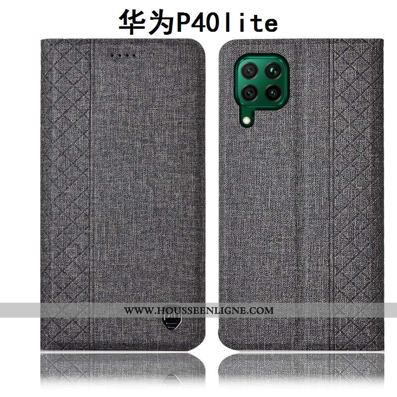 Coque Huawei P40 Lite Cuir Protection Étui Rose Incassable Téléphone Portable