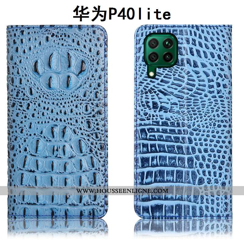 Coque Huawei P40 Lite Cuir Véritable Protection Téléphone Portable Noir Étui Tout Compris