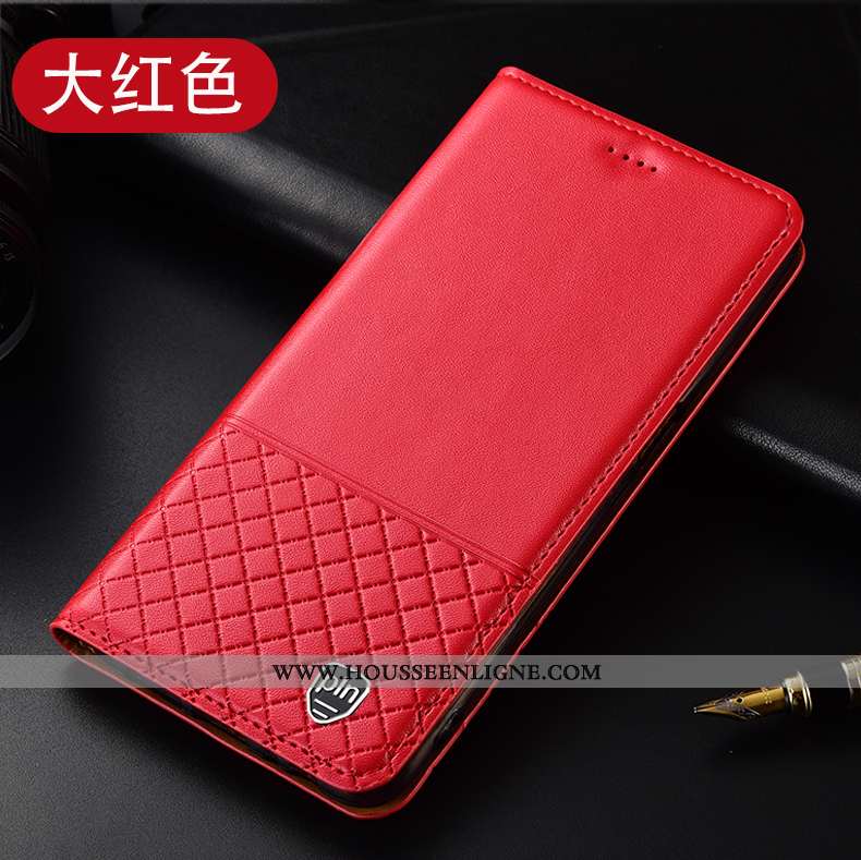 Coque Huawei P40 Lite E Protection Cuir Véritable Téléphone Portable Tout Compris Rouge Housse