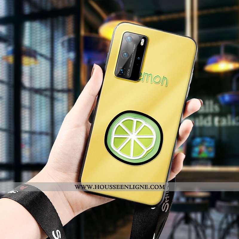 Coque Huawei P40 Pro Créatif Gaufrage Téléphone Portable Fruit Amoureux Tout Compris Citron Jaune