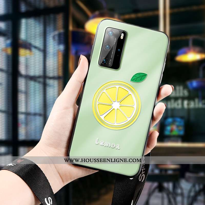 Coque Huawei P40 Pro Créatif Gaufrage Téléphone Portable Fruit Amoureux Tout Compris Citron Jaune