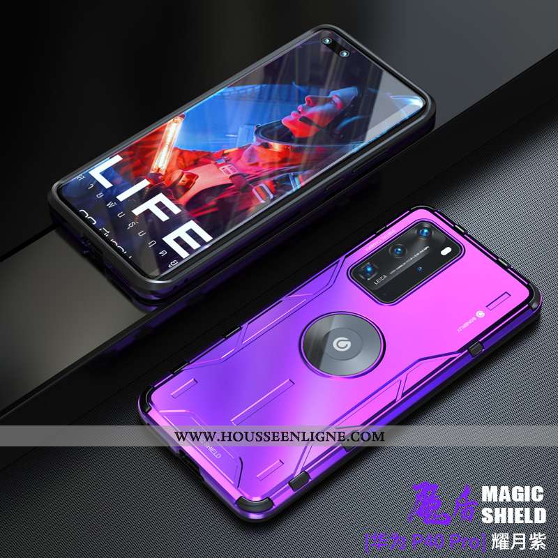 Coque Huawei P40 Pro Protection Métal Violet Incassable Tout Compris Téléphone Portable Silicone