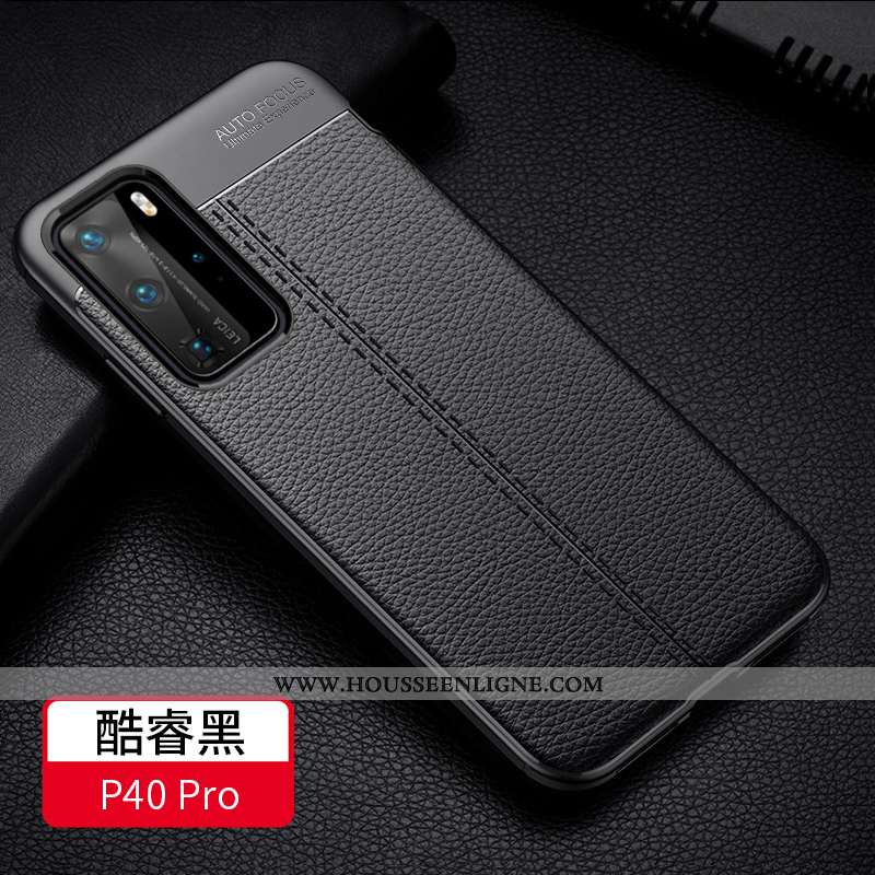 Coque Huawei P40 Pro Tendance Cuir Créatif Téléphone Portable Incassable Étui Noir