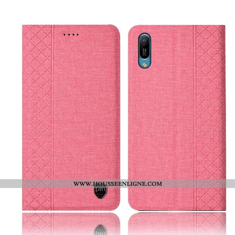 Coque Huawei Y6 2020 Cuir Lin Étui Téléphone Portable Tout Compris 2020 Marron