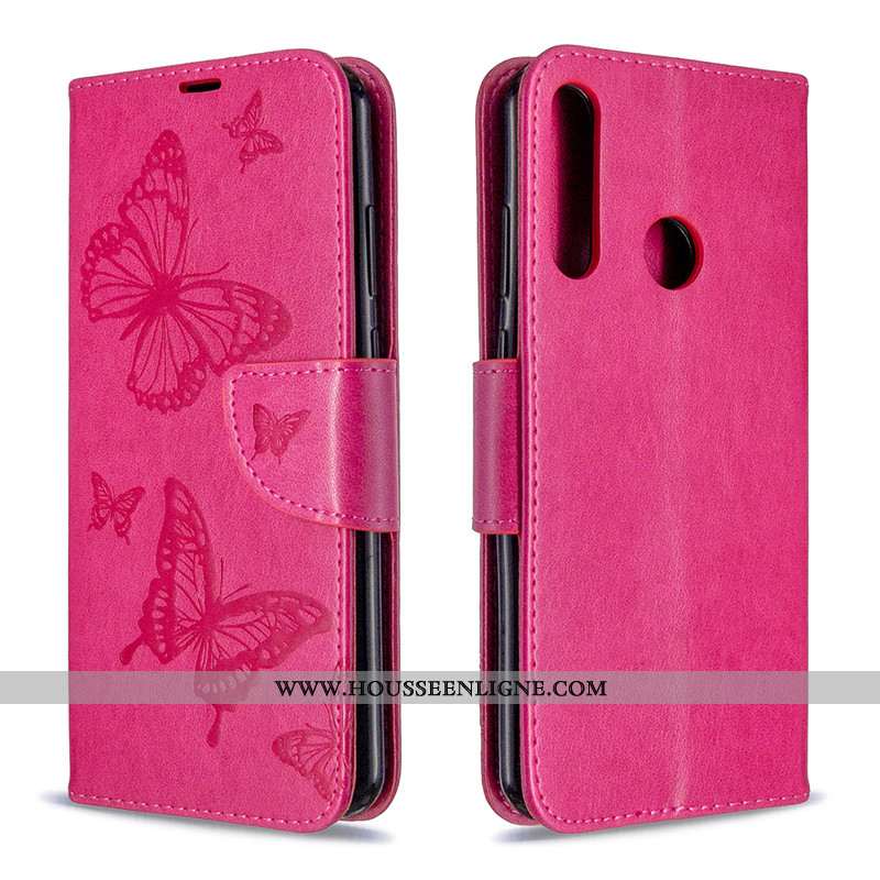 Coque Huawei Y6p Gaufrage Cuir Téléphone Portable Ornements Suspendus Violet Étui En Relief