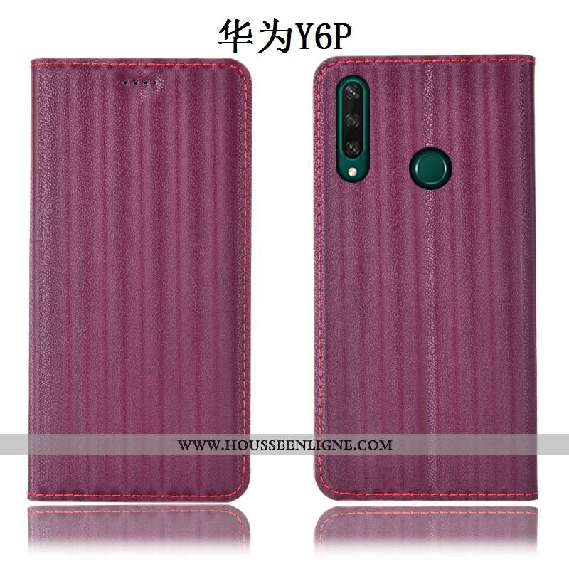 Coque Huawei Y6p Modèle Fleurie Protection Étui Téléphone Portable Dégradé Violet