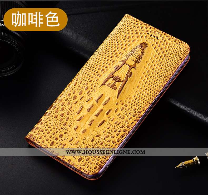 Coque Huawei Y6p Protection Cuir Véritable Téléphone Portable Incassable Jaune