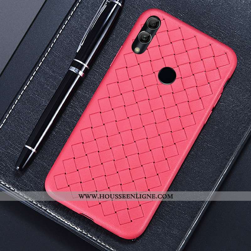 Coque Huawei Y7 2020 Cuir Modèle Fleurie Mode Téléphone Portable Tissage Étui Rouge