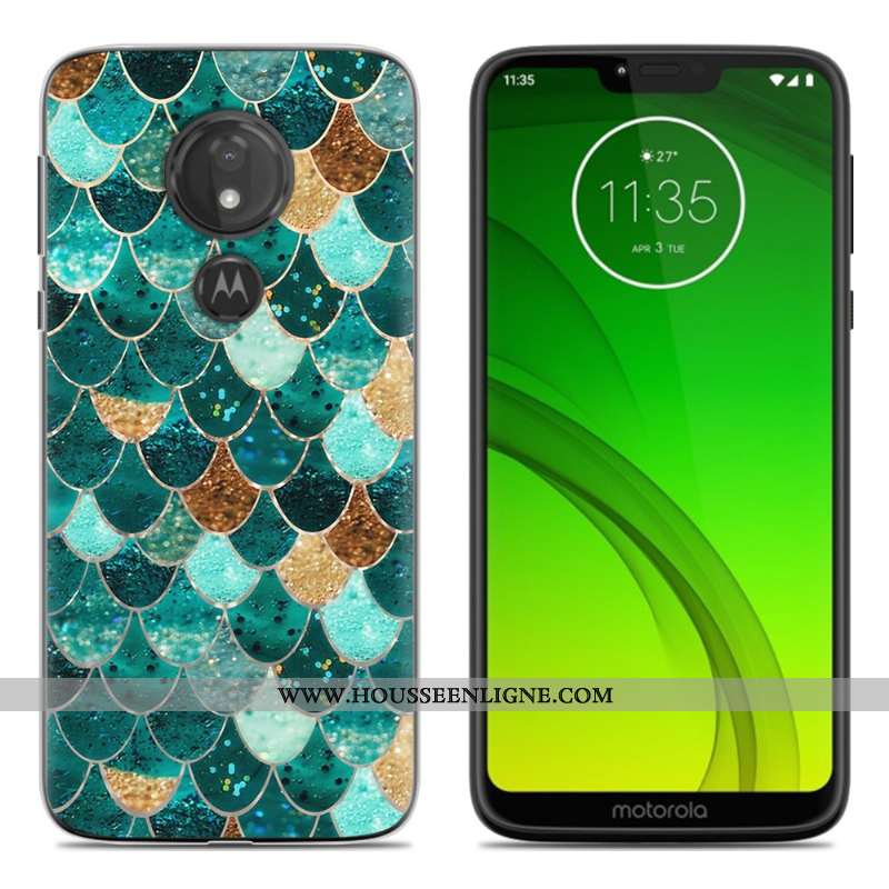 Coque Moto G7 Play Fluide Doux Protection Téléphone Portable Peinture Vert Étui Verte