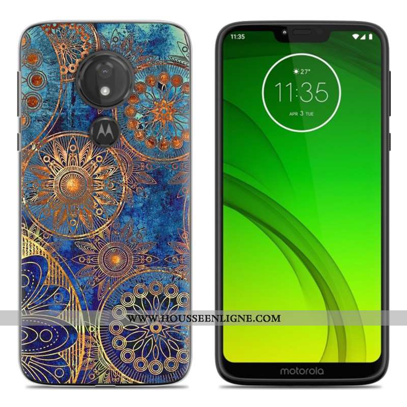 Coque Moto G7 Play Fluide Doux Protection Téléphone Portable Peinture Vert Étui Verte